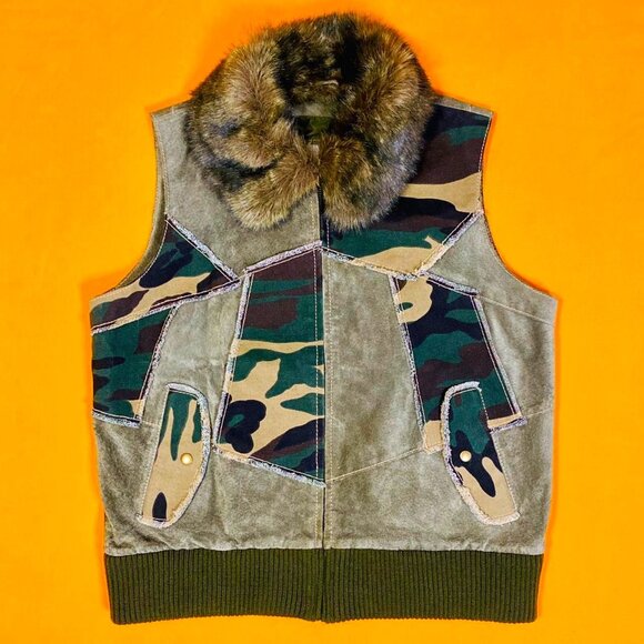 Wilsons Leather Jackets & Blazers - 💋BOHO CHIC💋 Stunning Y2K VTG Camo Distressed Genuine Leather Vest